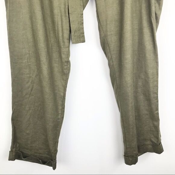 Kut from the Kloth Olive Green Linen Blend Crop Pants - Picture 3 of 9